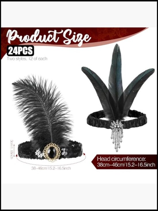Feather Headband Bulk 24 Pack 1920s Flapper Costume Headpiece Party Accessory main image 5